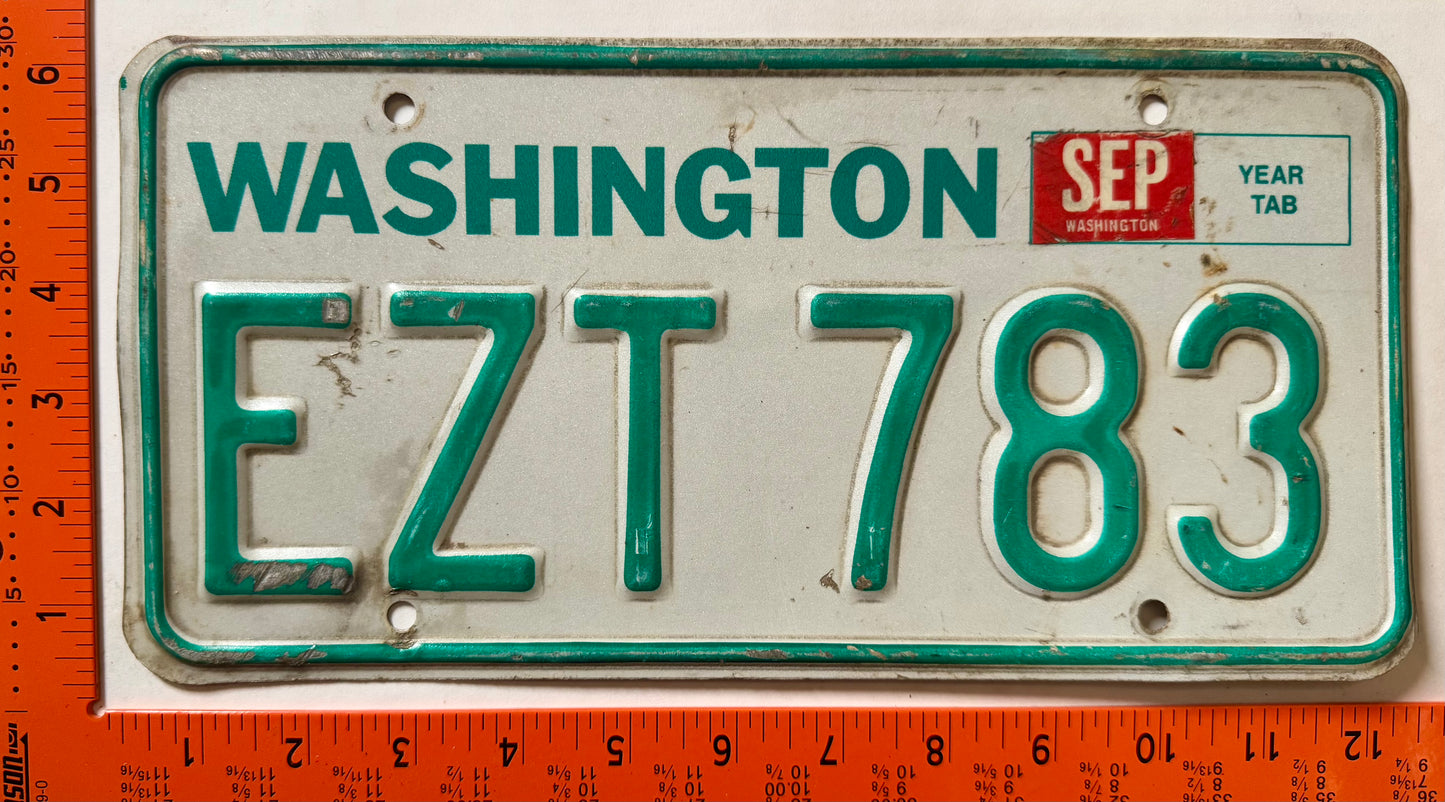 undated Washington #EZT 783 Passenger License Plate