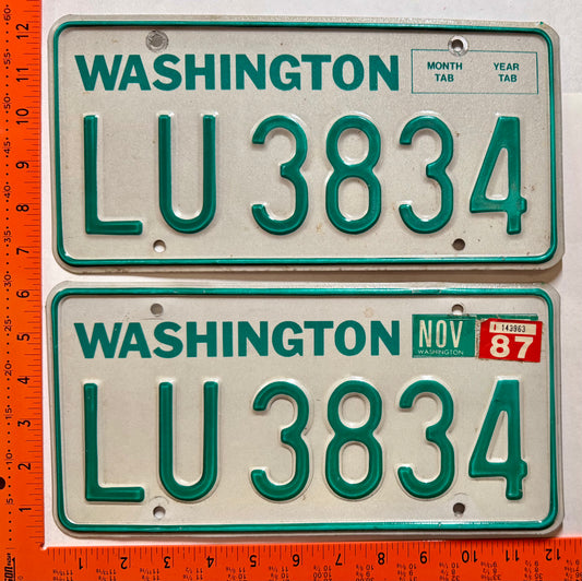 1987 Washington #LU 3834 Truck License Plate Pair
