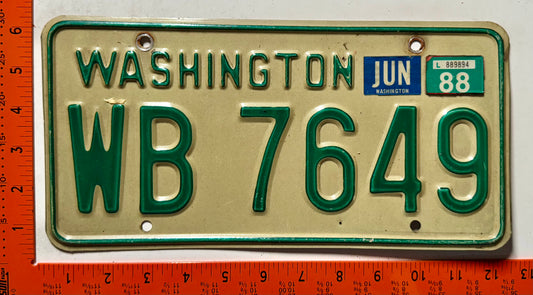 1988 Washington #WB 7649 Trailer License Plate