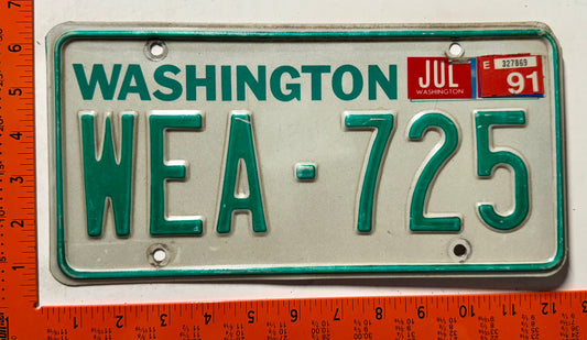1991 Washington #WEA-725 Passenger License Plate