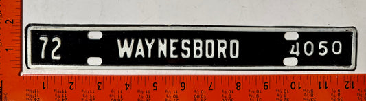1972 Waynesboro, Virginia #4050 License Plate