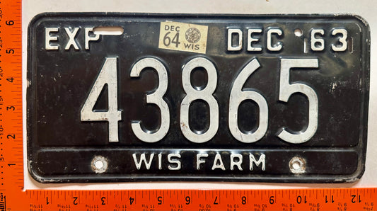 1964 Wisconsin #43865 Farm License Plate