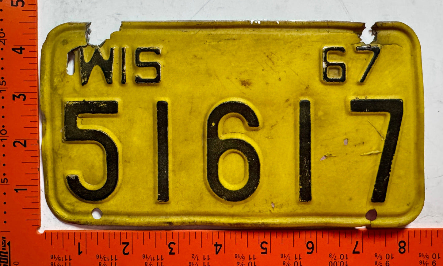 1967 Wisconsin #51617 Motorcycle License Plate