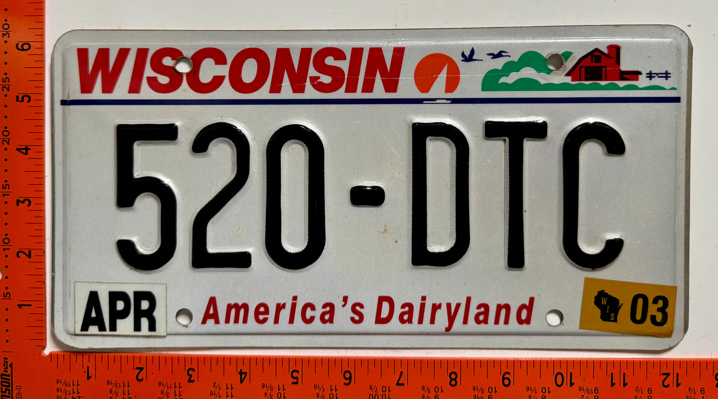 2003 Wisconsin #520-DTC Passenger License Plate