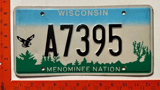 undated Wisconsin Menominee Nation #A7395 Passenger License Plate