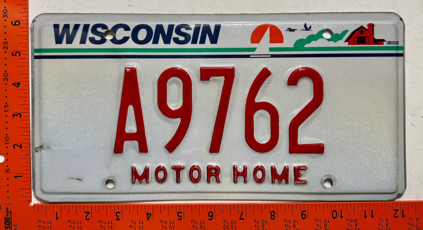 undated Wisconsin #A9762 Motor Home License Plate