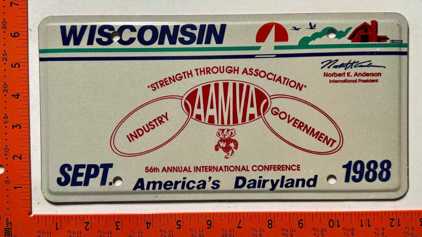 1988 Wisconsin AAMVA Booster License Plate