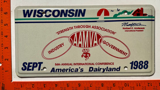 1988 Wisconsin AAMVA Booster License Plate