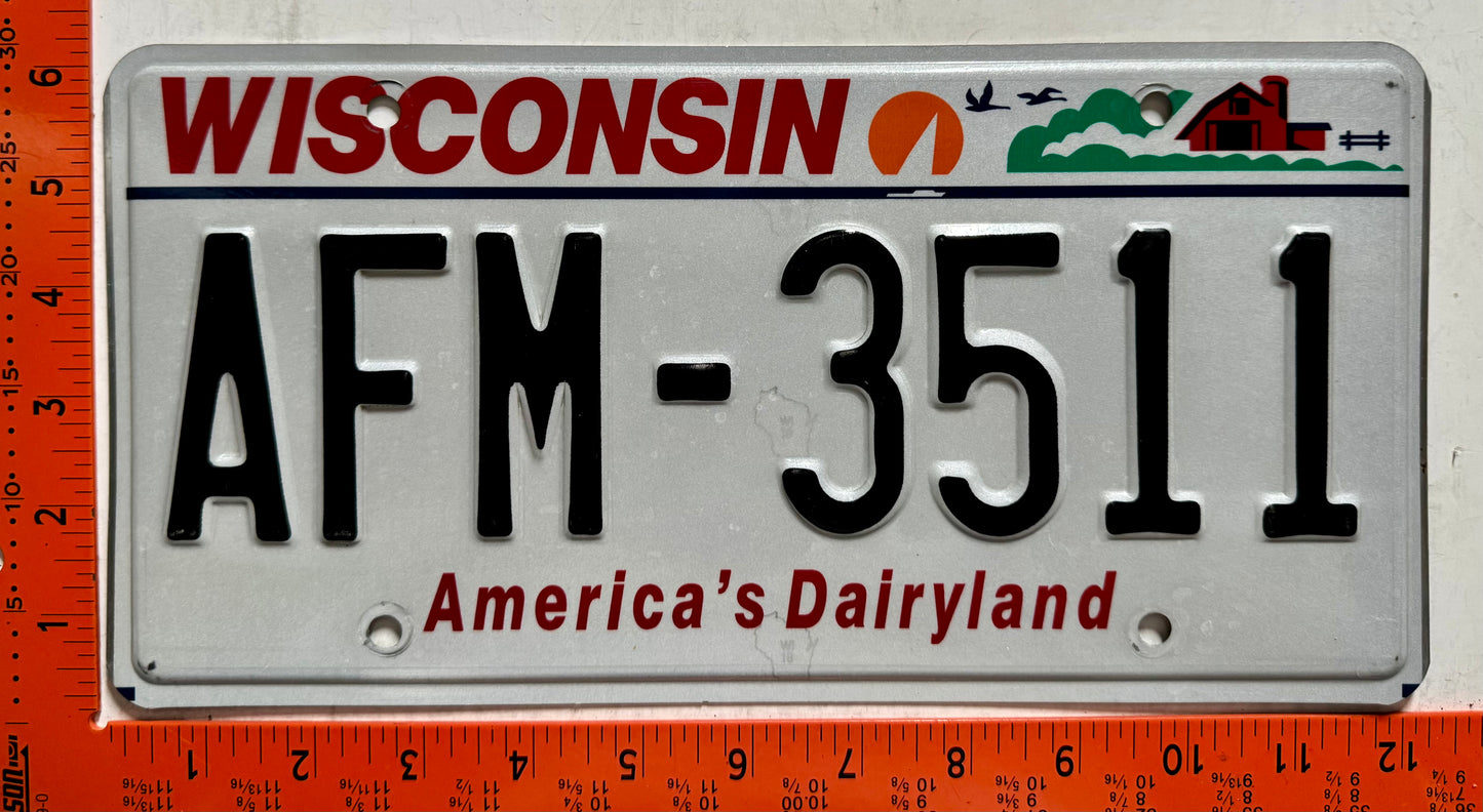 undated Wisconsin #AFM-3511 Passenger License Plate