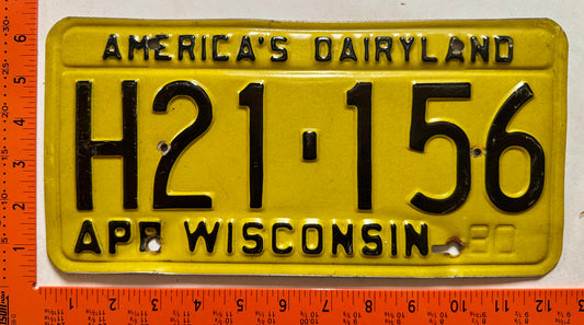 1980 Wisconsin #H21-156 Passenger License Plate