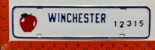 undated Winchester, Virginia #12315 License Plate