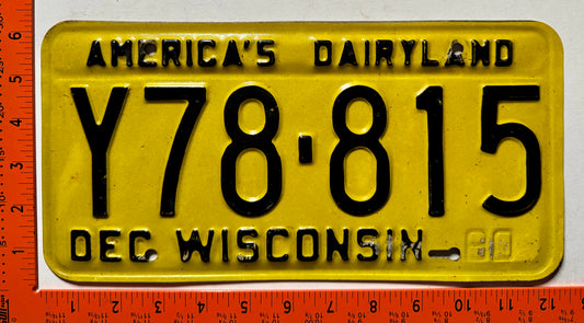 1980 Wisconsin #Y78-815 Passenger License Plate