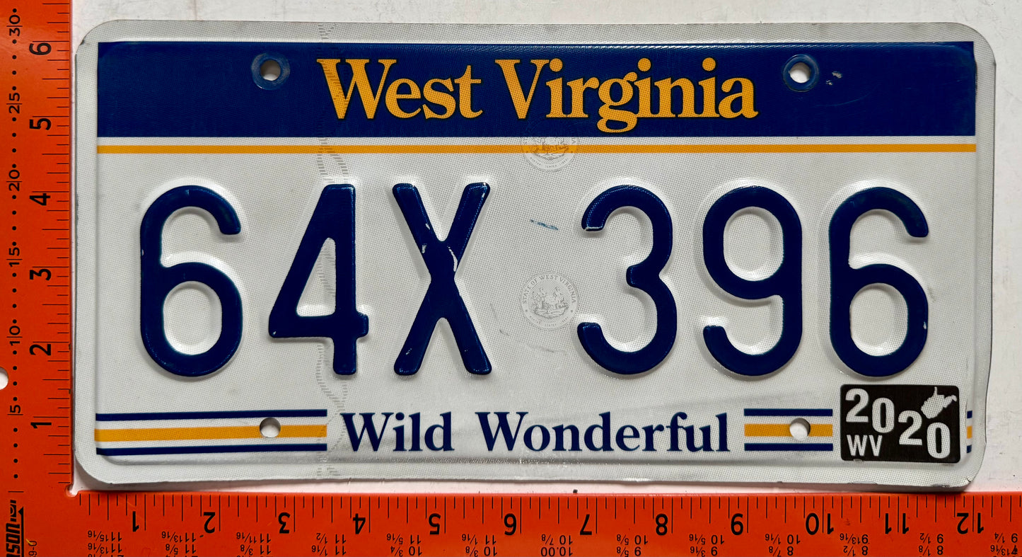 2020 West Virginia #64X 396 Passenger License Plate