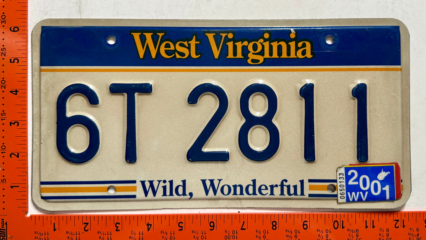 2001 West Virginia #6T 2811 Passenger License Plate
