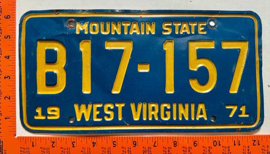 1971 West Virginia #B17-157 Truck License Plate