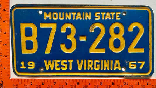 1967 West Virginia #B73-282 Truck License Plate