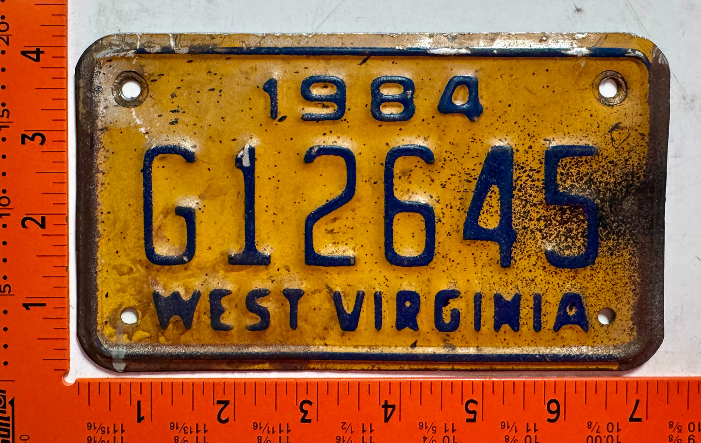 1984 West Virginia #G12645 Motorcycle License Plate