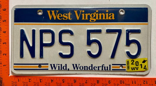 2014 West Virginia #NPS 575 Passenger License Plate