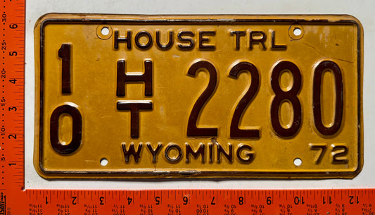 1972 Wyoming #1/0 H/T 2280 House Trailer License Plate