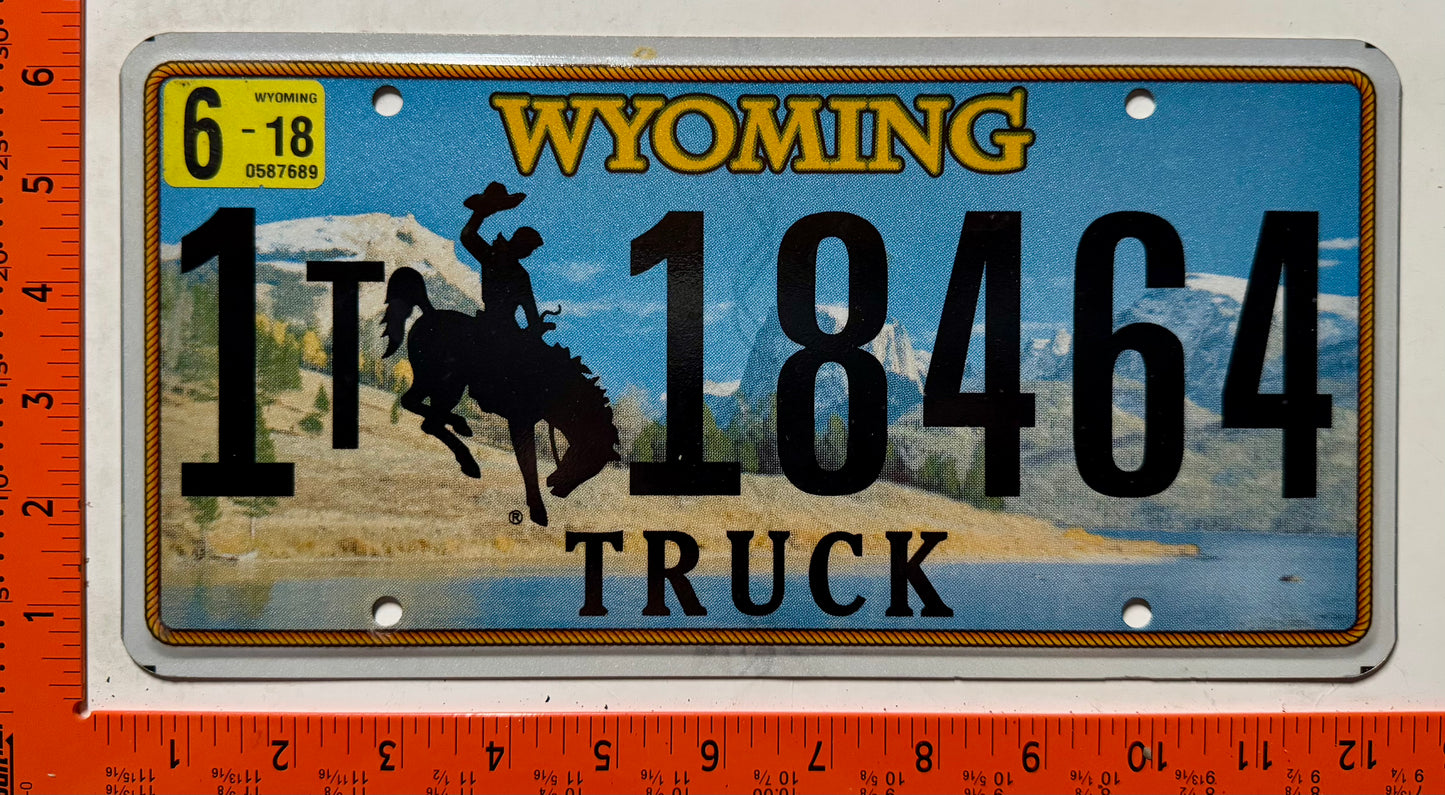 2018 Wyoming #1T 18464 Truck License Plate