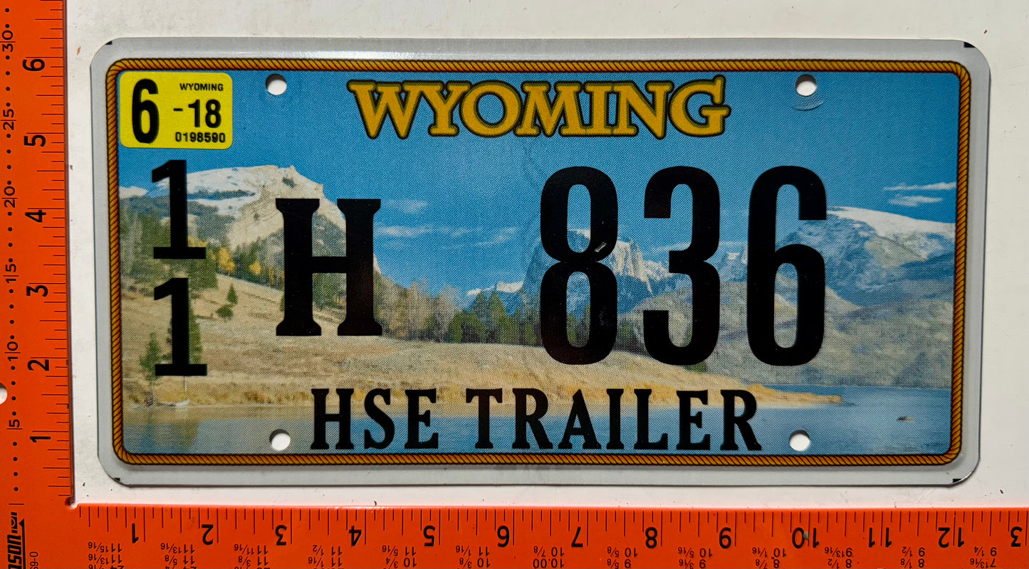 2018 Wyoming #1/1 H/T 836 House Trailer License Plate