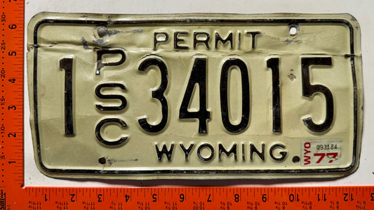 1977 Wyoming #1 34015 PSC Permit Truck License Plate