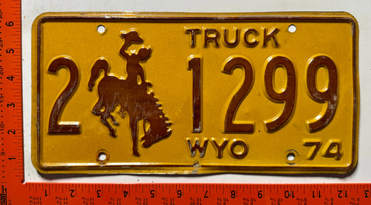 1974 Wyoming #2 1299 Truck License Plate