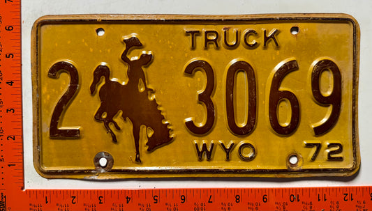 1972 Wyoming #2 3069 Truck License Plate