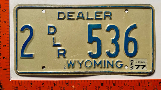 1977 Wyoming #2 536 Dealer License Plate