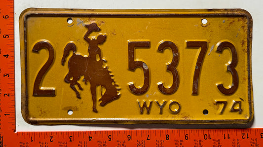 1974 Wyoming #2 5373 Passenger License Plate