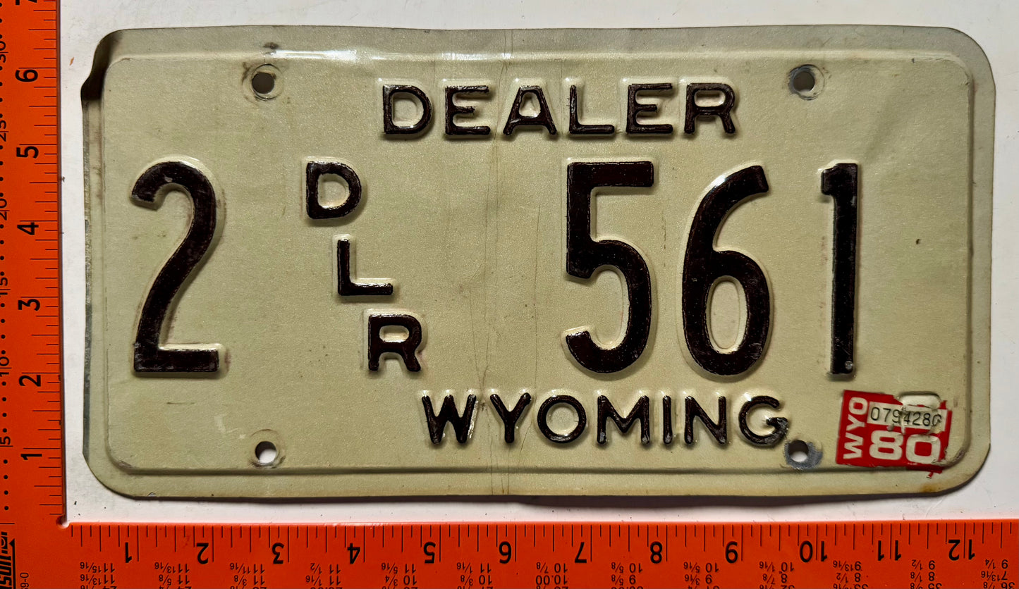 1980 Wyoming #2 561 Dealer License Plate