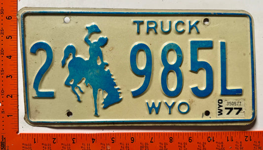 1977 Wyoming #2 985L Truck License Plate