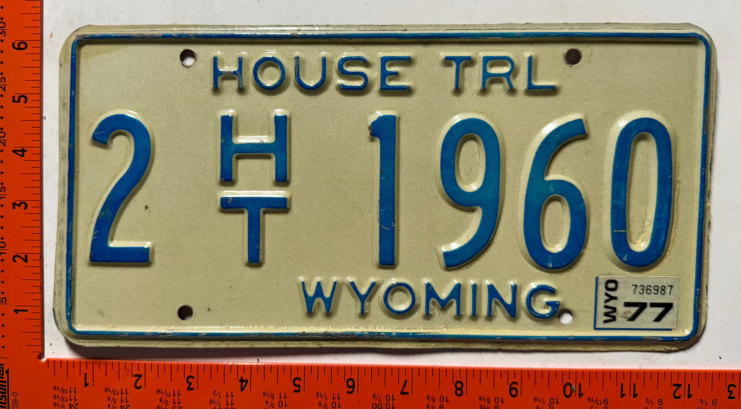1977 Wyoming #2 H/T 1960 House Trailer License Plate