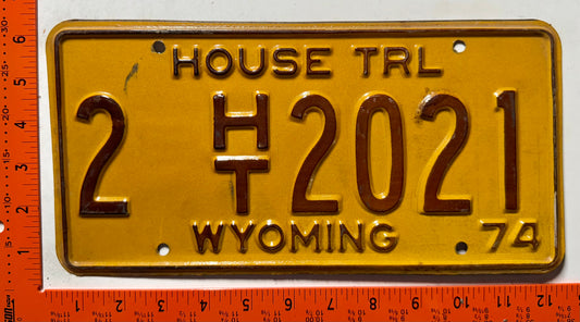1974 Wyoming #2 H/T 2021 House Trailer License Plate