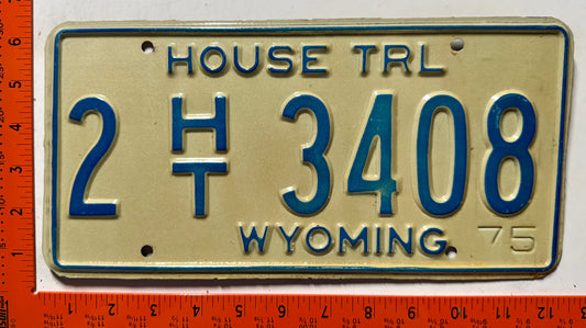 1975 Wyoming #2 H/T 3408 House Trailer License Plate