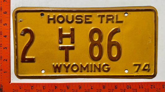 1974 Wyoming #2 H/T 86 House Trailer License Plate