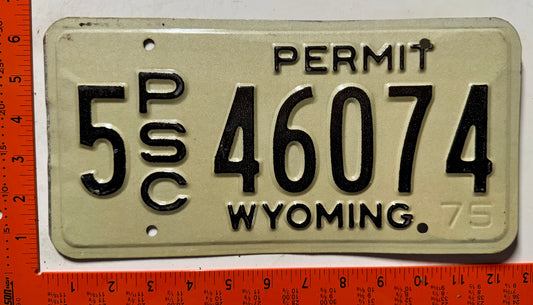 1975 Wyoming #5 46074 PSC Permit Truck License Plate