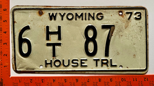 1973 Wyoming #6 HT 87 House Trailer License Plate