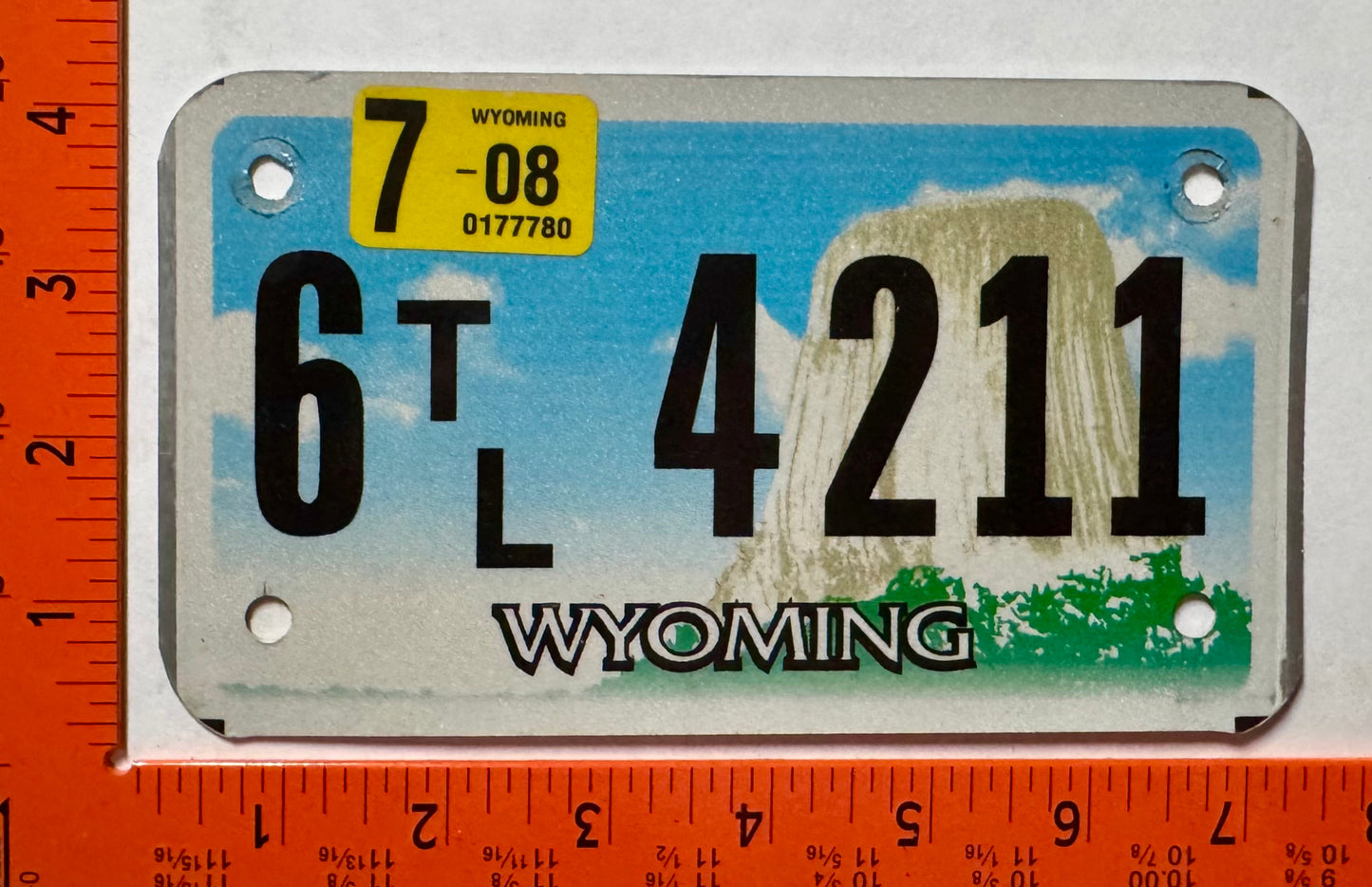 2008 Wyoming #6TL4211 Trailer License Plate