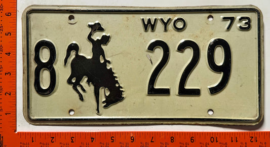 1973 Wyoming #8 229 Passenger License Plate