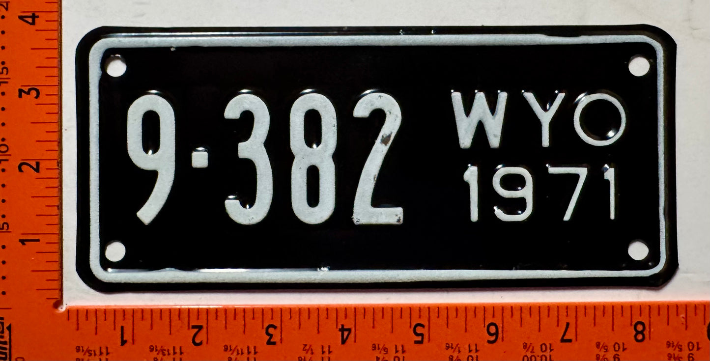 1971 Wyoming #9-382 Motorcycle License Plate