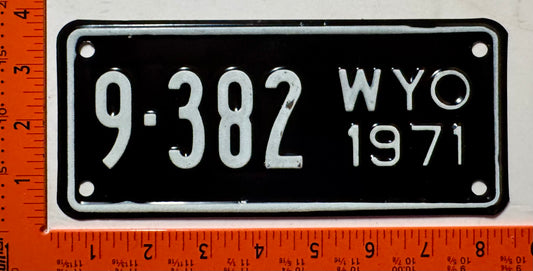 1971 Wyoming #9-382 Motorcycle License Plate
