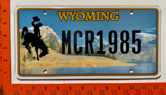 undated Wyoming #MCR1985 Passenger Souvenir License Plate