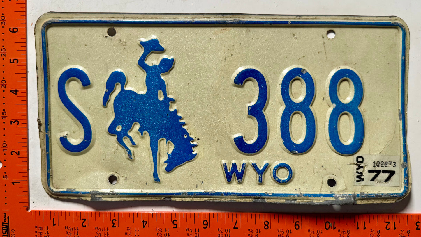1977 Wyoming #S 388 State Owned License Plate