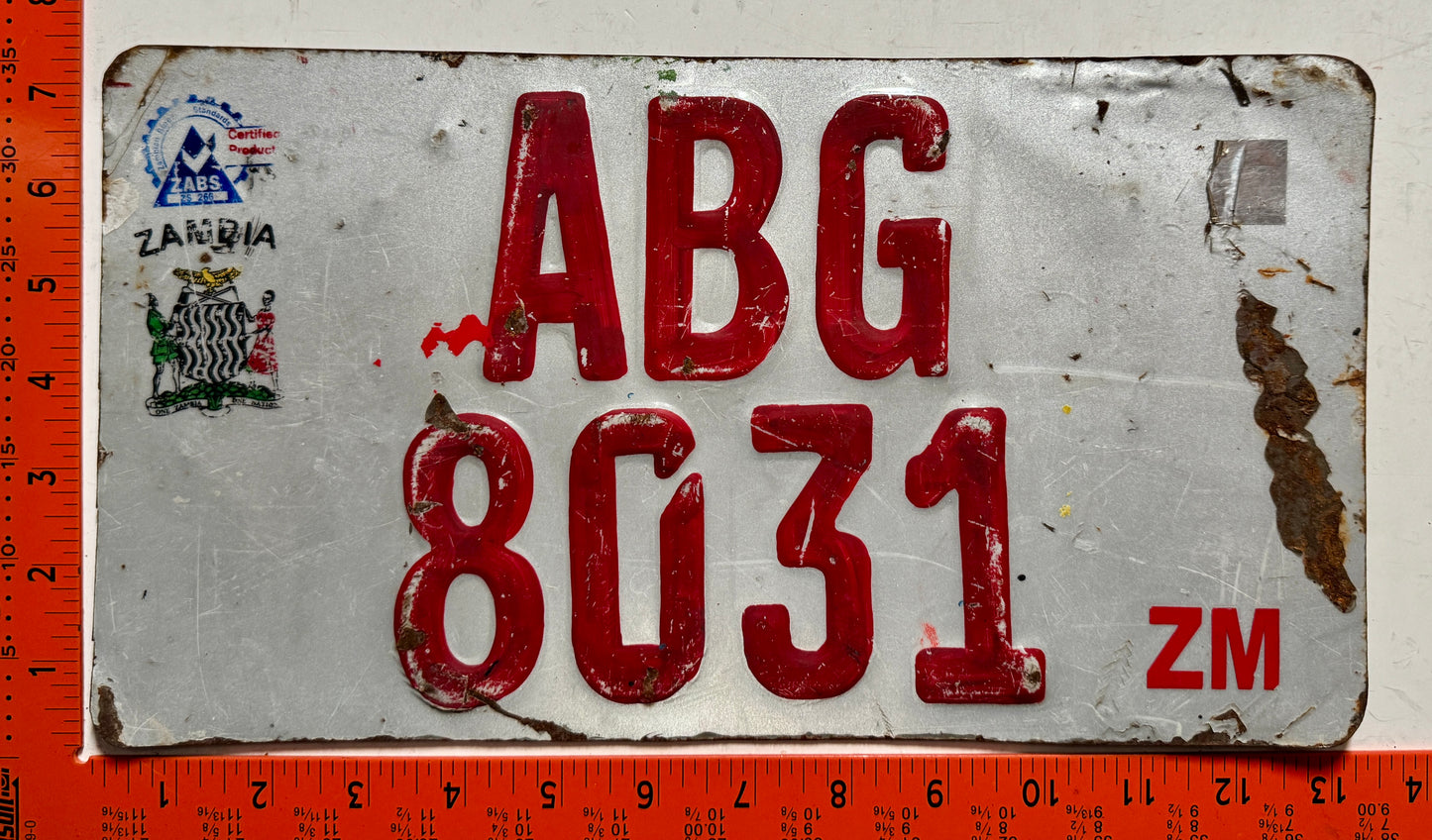 2000 series Zambia #ABG/8031 Public Service License Plate