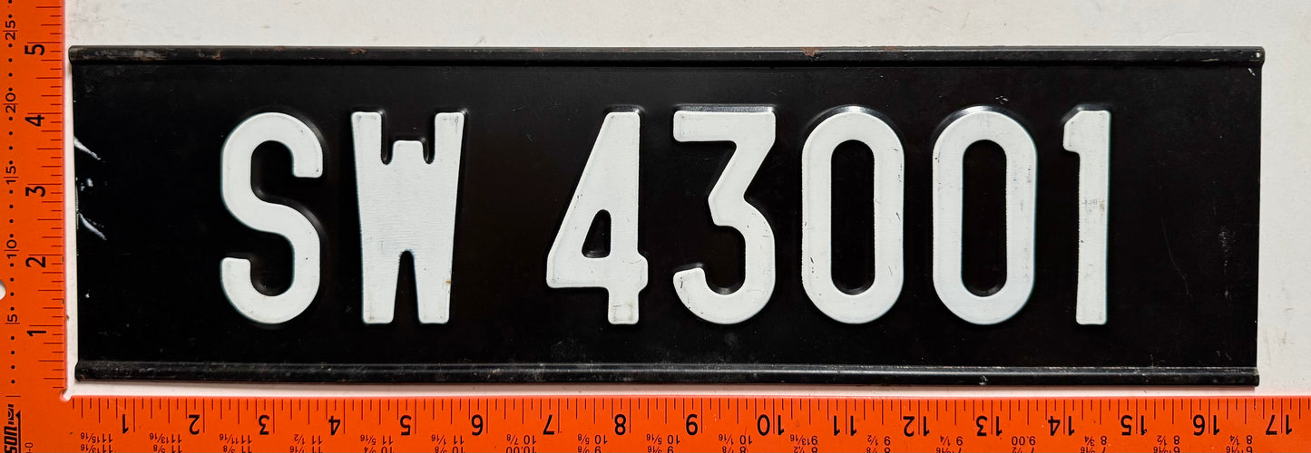 undated Namibia #SW 43001 Passenger License Plate