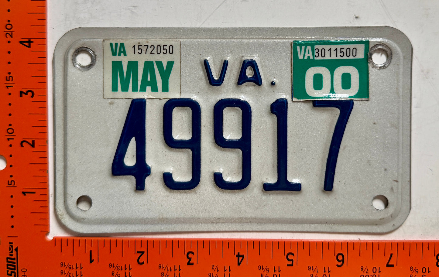 2000 Virginia #49917 Motorcycle License Plate