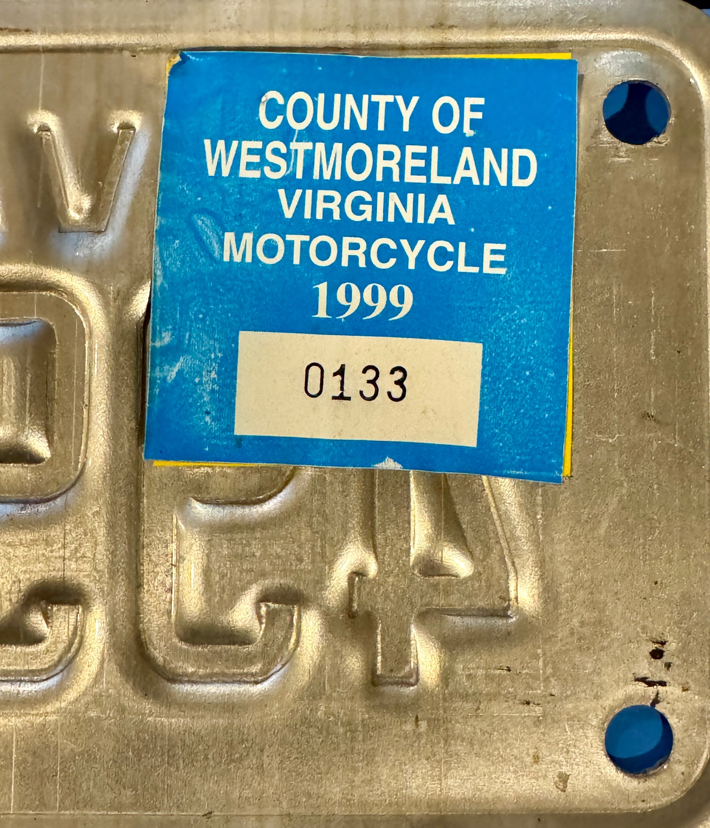 2000 Virginia #49917 Motorcycle License Plate