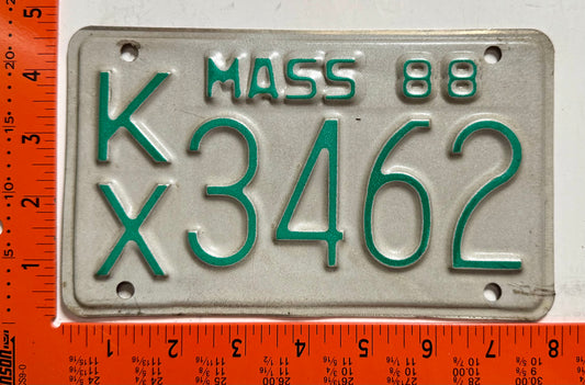 1988 Massachusetts #K/X 3462 Motorcycle License Plate