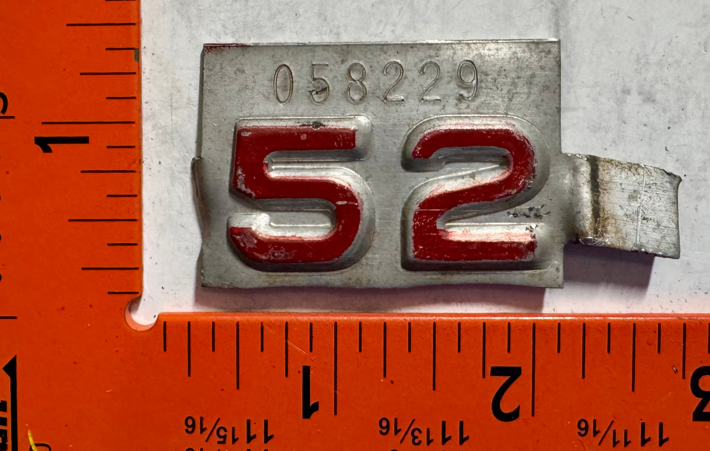 1952 Idaho #058229 Passenger License Plate Date Tab